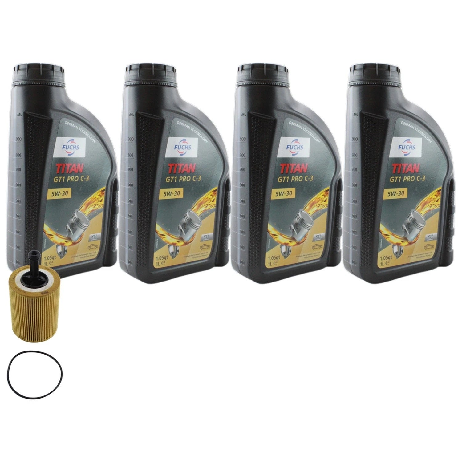 Set of 4L Fuchs Titan GT1 Pro C-3 5W-30 Engine Oil Change Kit for A3 TDI (2010–2013)