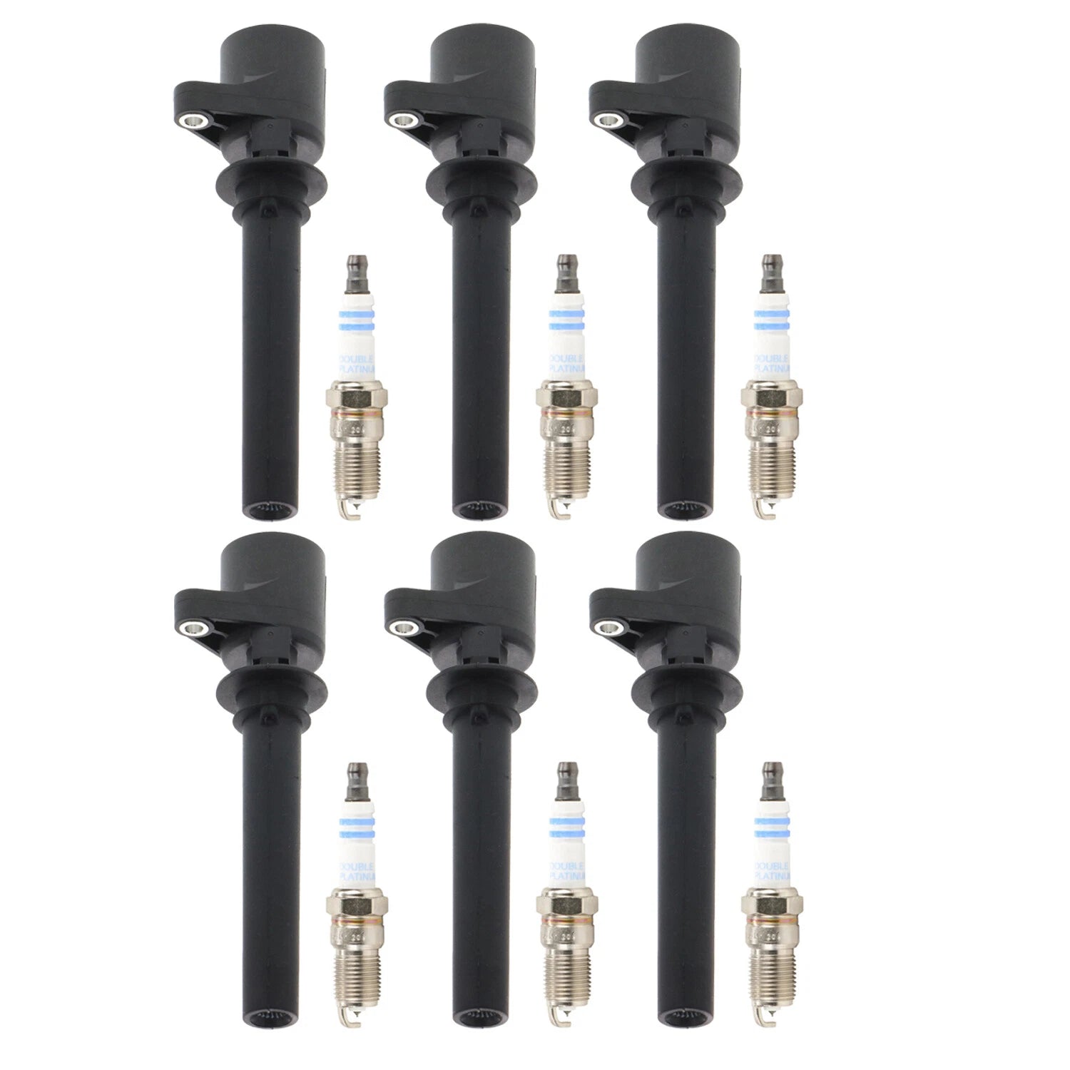 Set of 6 Ignition Coils & 6 Platinum Spark Plugs for Ford Mercury V6