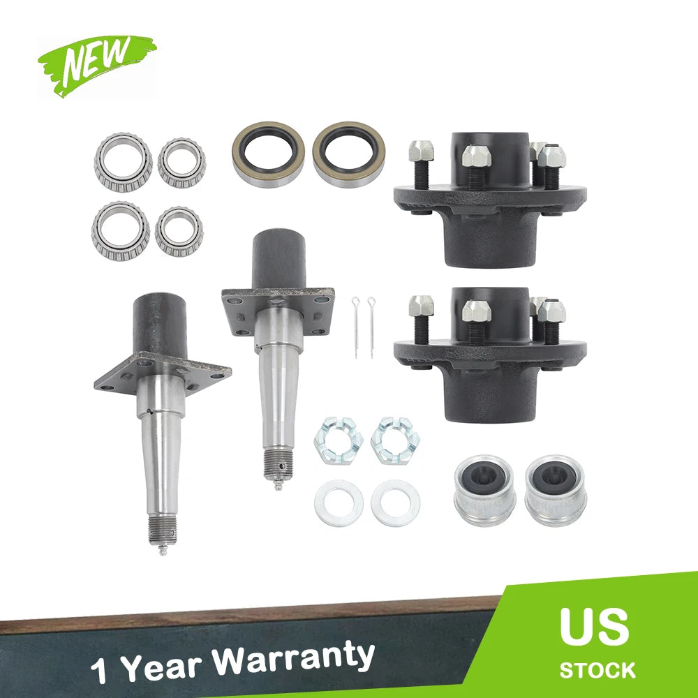 Pair Idler Hub Spindle Kit w/Flange for Trailer Axle 3,500# (84)