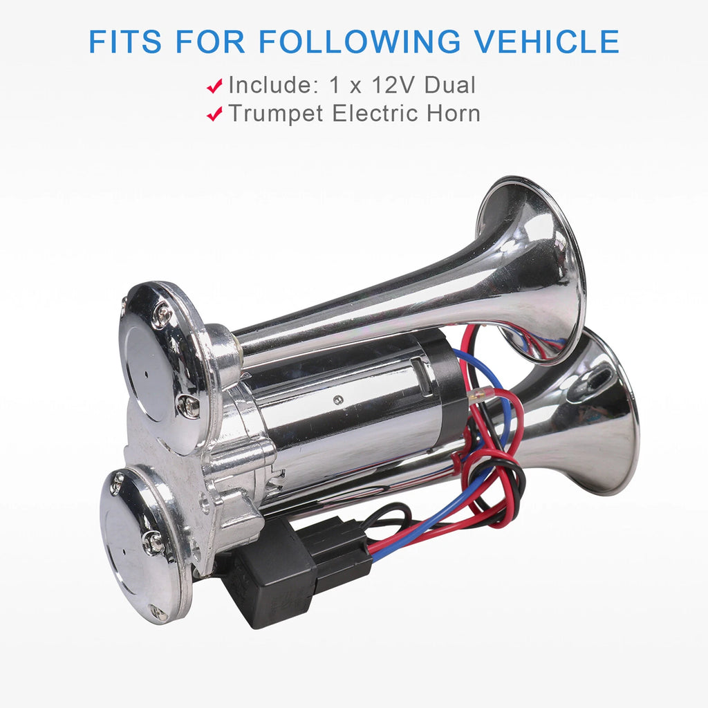 Dual Trumpets Electric Horn for Car Truck Boat Train (12V)