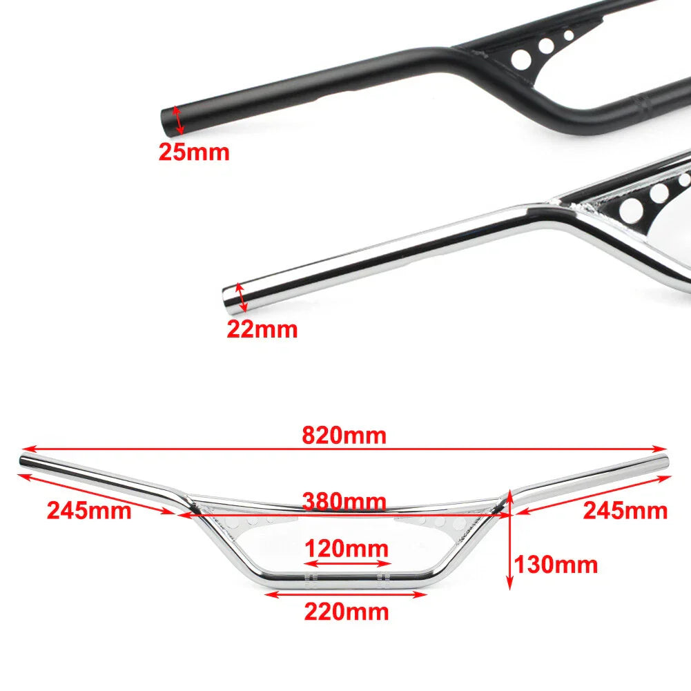 1" Z-Bar Handlebar for Harley Honda Yamaha Suzuki Motorcycle Black