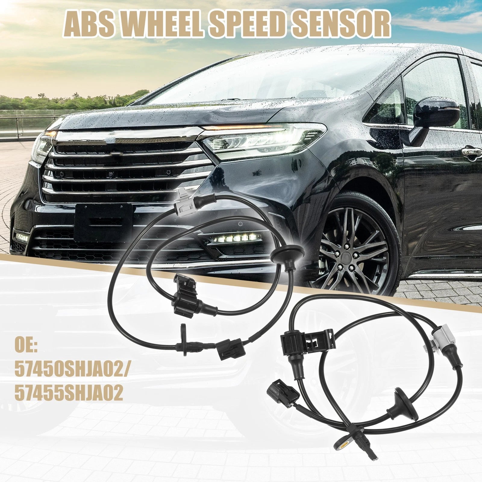 2pcs ABS Sensor No. 57450SHJA02/57455SHJA02 for Honda Odyssey 