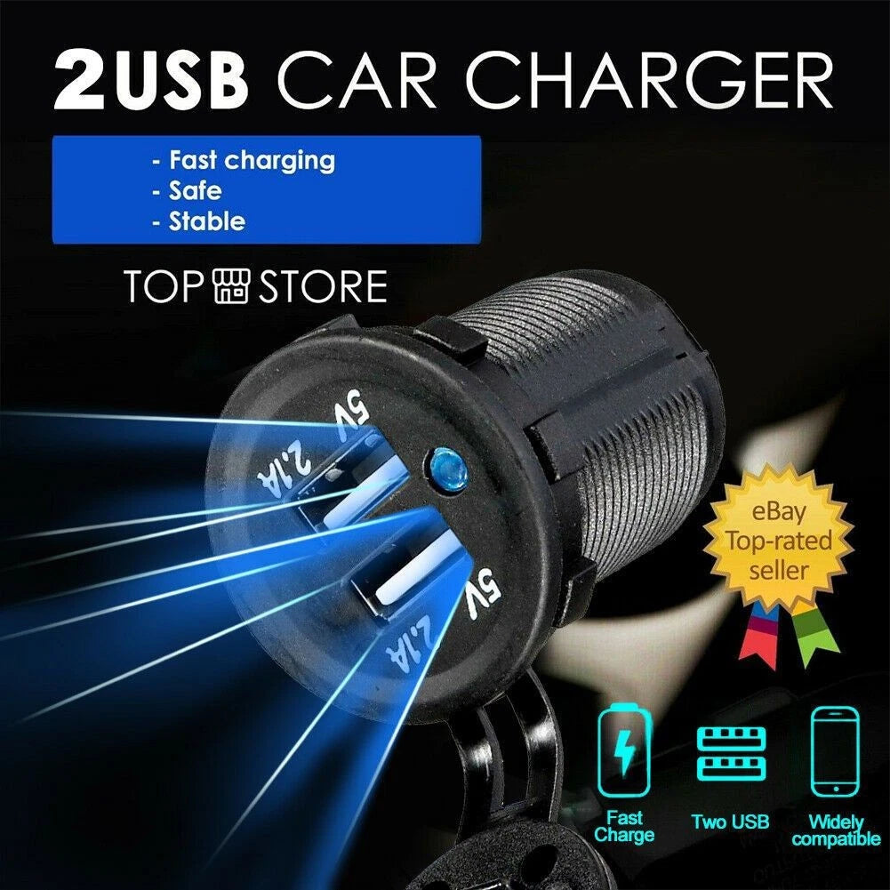 Dual Output USB Power Splitter for Cars and Boats
