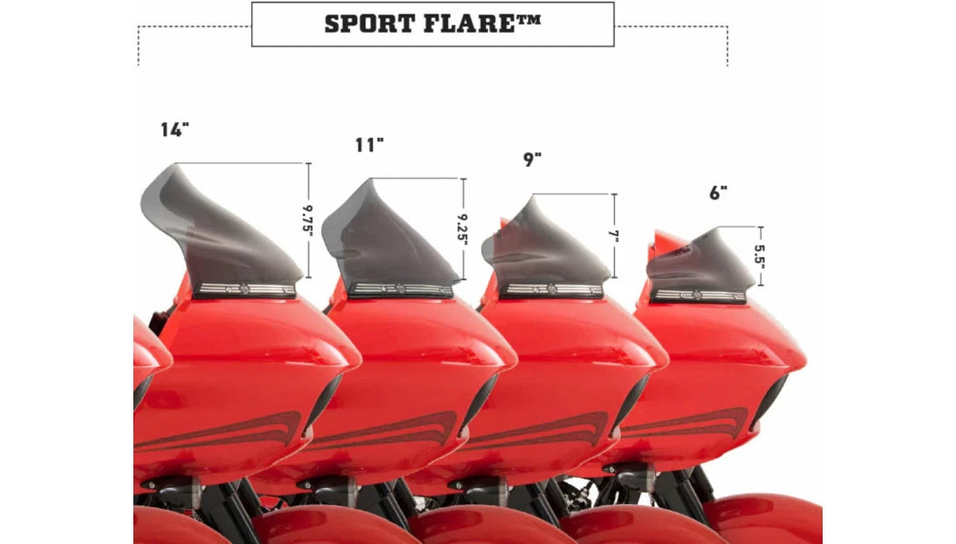 9" Black Sport Flare Windshield for Harley Road Glide FLTRX FLTRXS (2015–2023)