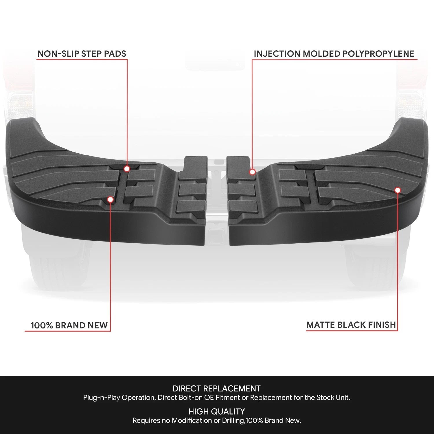 Set of 2 Step Pads for Toyota Tundra (2007–2013) Matte Black w/o Offroad Package