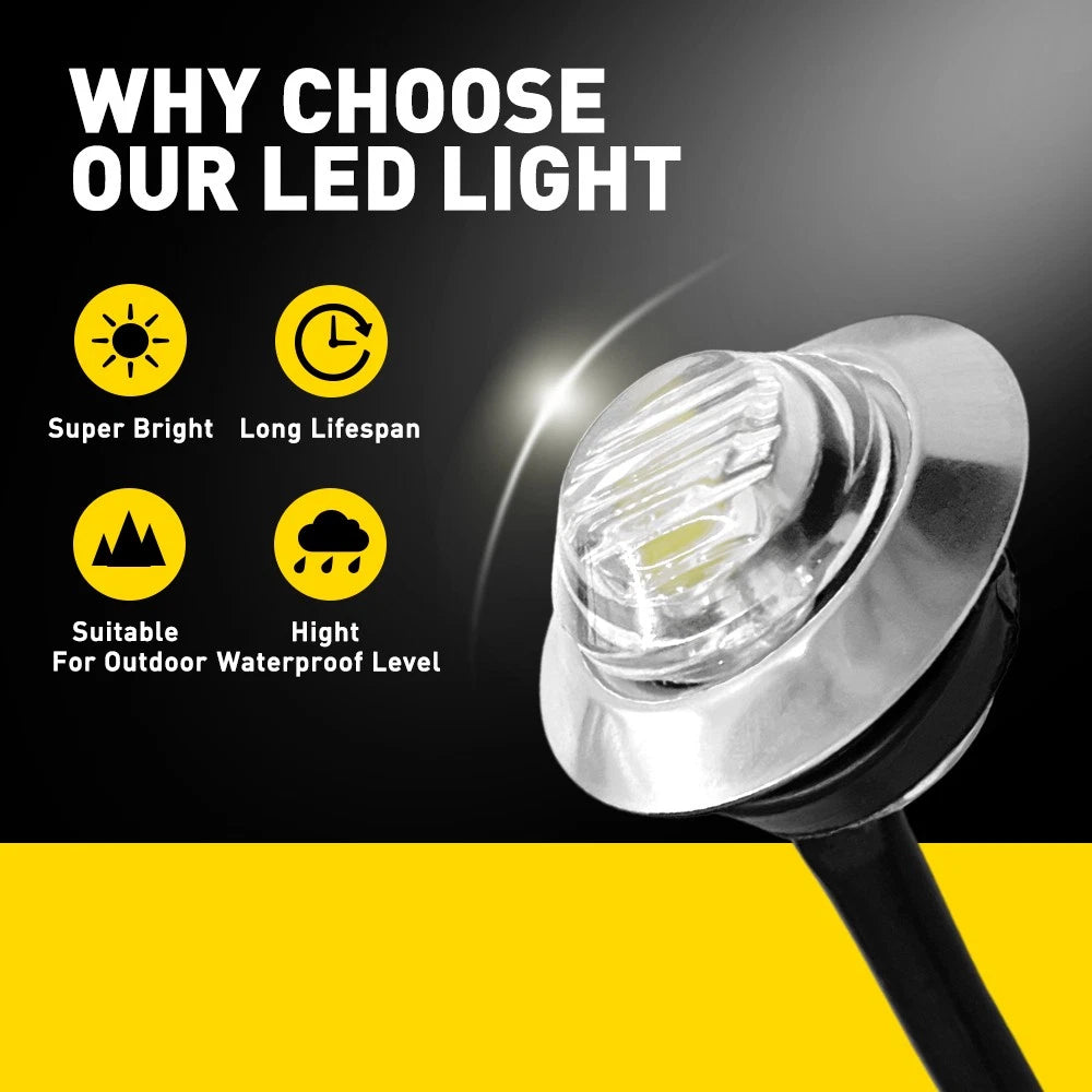Dual Function White LED Strobe Marker Lights for Vehicles (12V 24V)