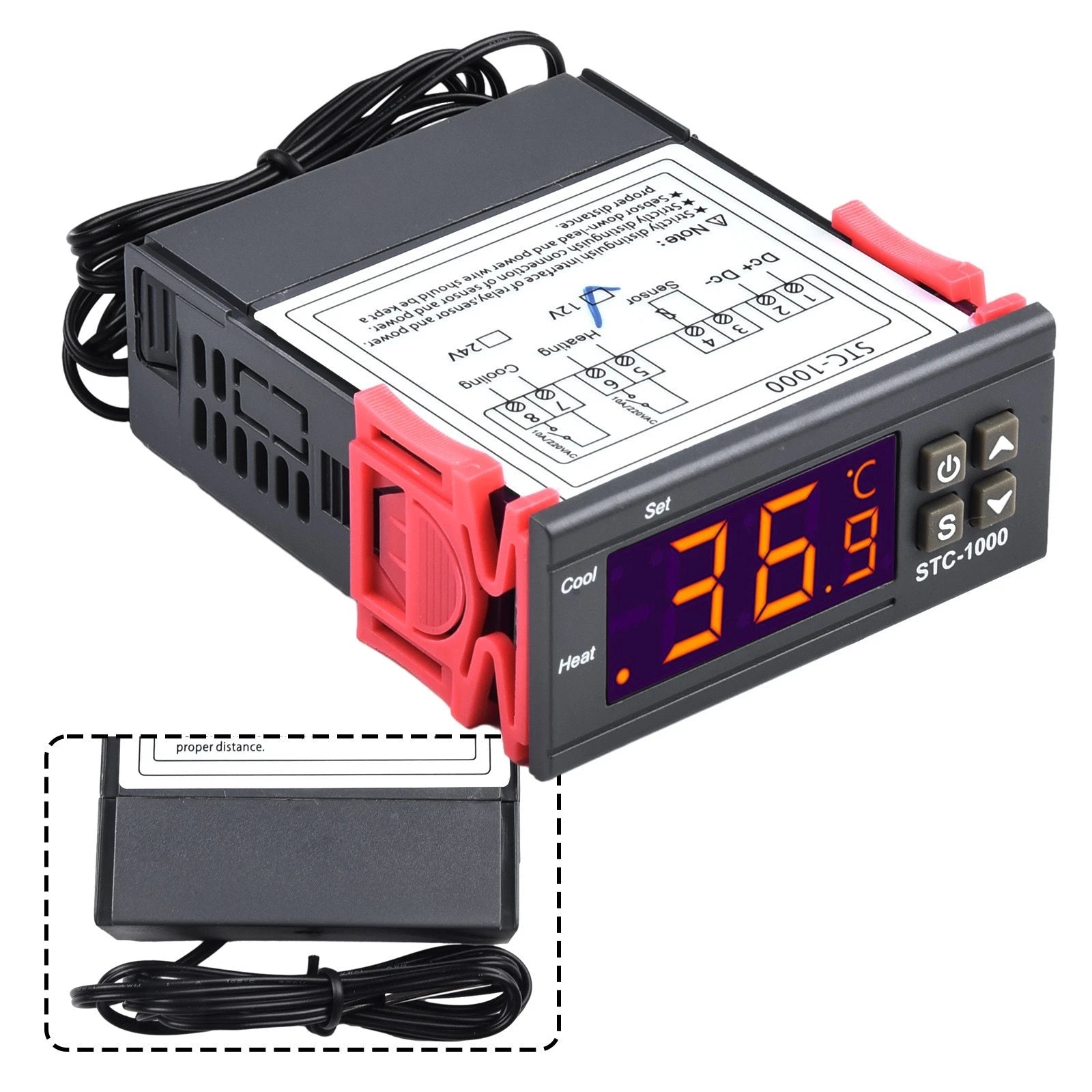 LCD Display Thermostat for STC1000 (12V, 24V, 110V, 220V)