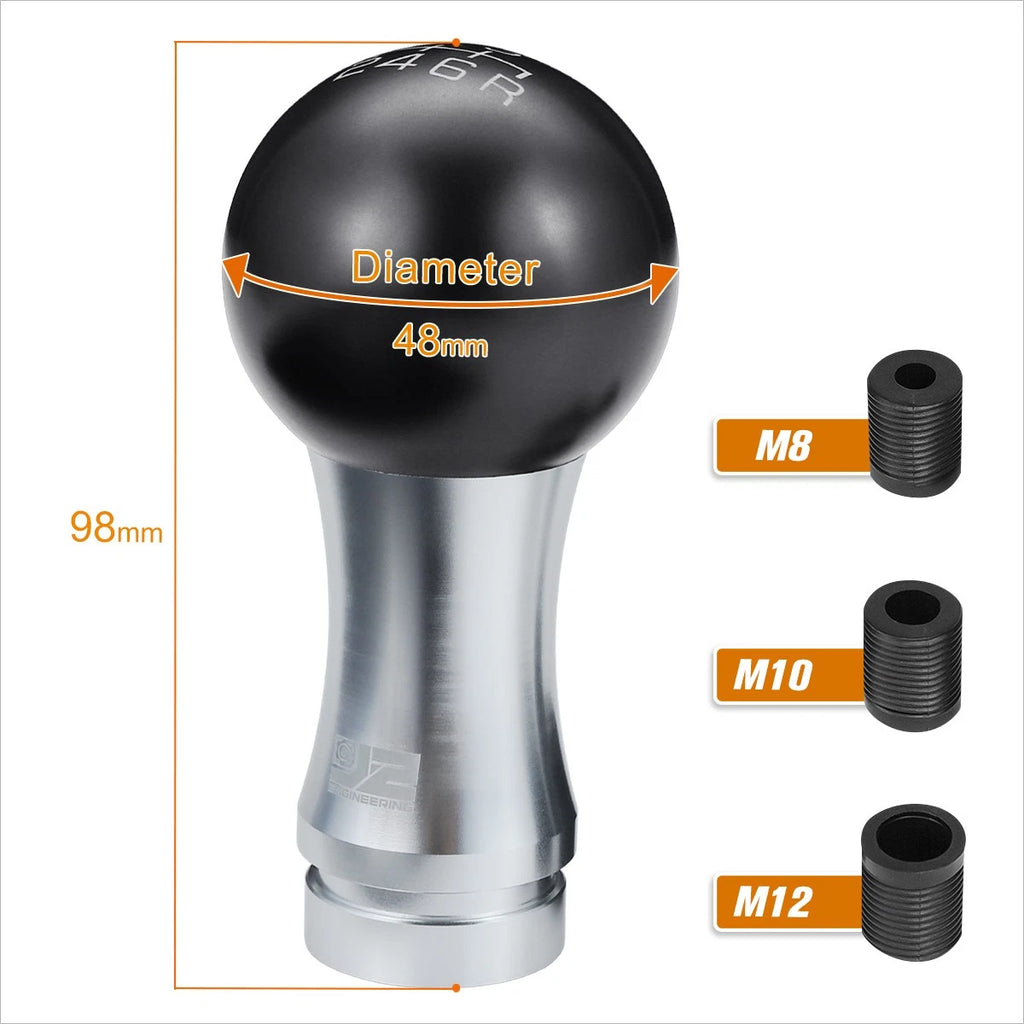2-Piece Ball Teardrop Shift Knob for 6-Speed MT (M8 M10 M12) Black