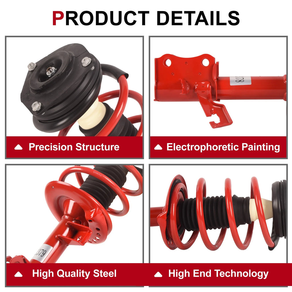 Pair Red Front Struts with Coil Spring Assembly for Nissan Sentra (2007-2012)