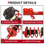 Pair Red Front Struts with Coil Spring Assembly for Nissan Sentra (2007-2012)
