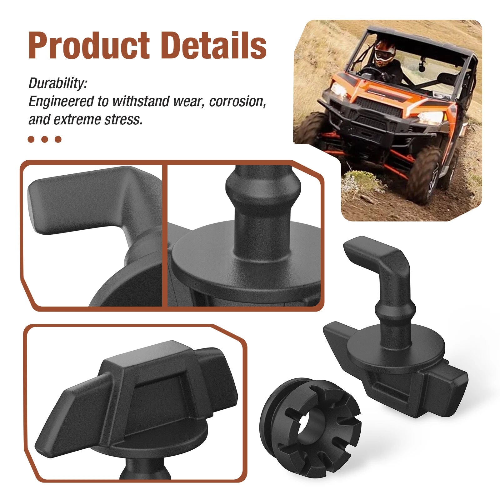 2X Hood Latch Toggles Grommets for Polaris RZR 900 1000 (2015–2023)