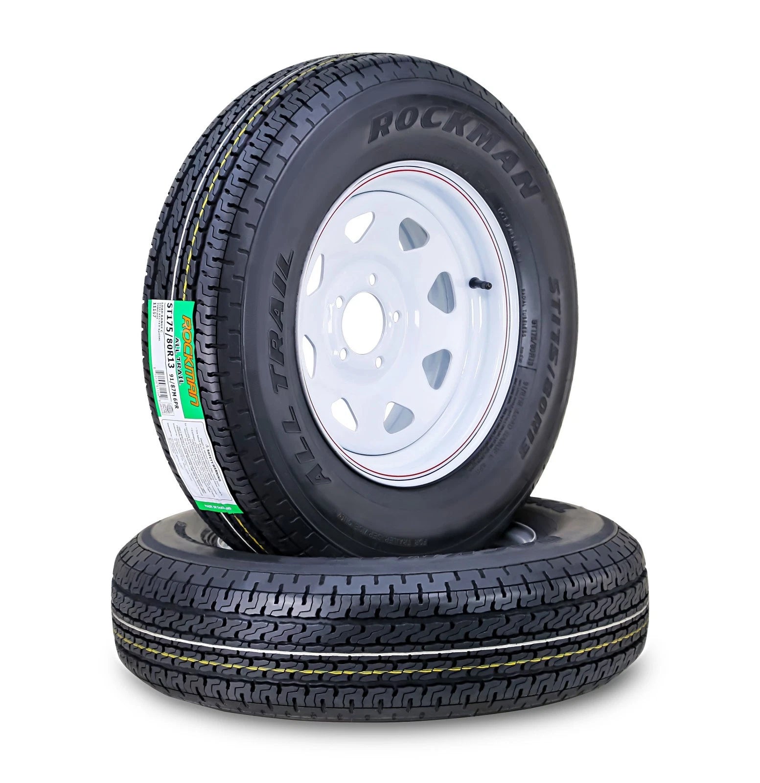 2X ST175/80R13 6-Ply Trailer Tires for Rockman (5 Lug on 4.5")