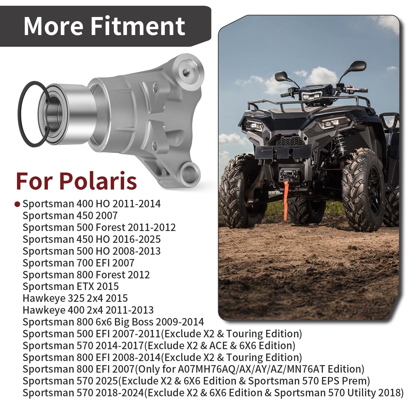 2X Rear Wheel Bearing Carrier Kit for Polaris Sportsman 570 (2014–2024) 5135563