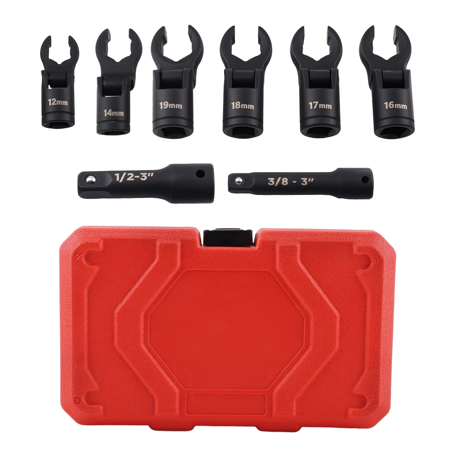 Set of 8 Flex Head Flare Nut Wrenches for Automotive Repairs