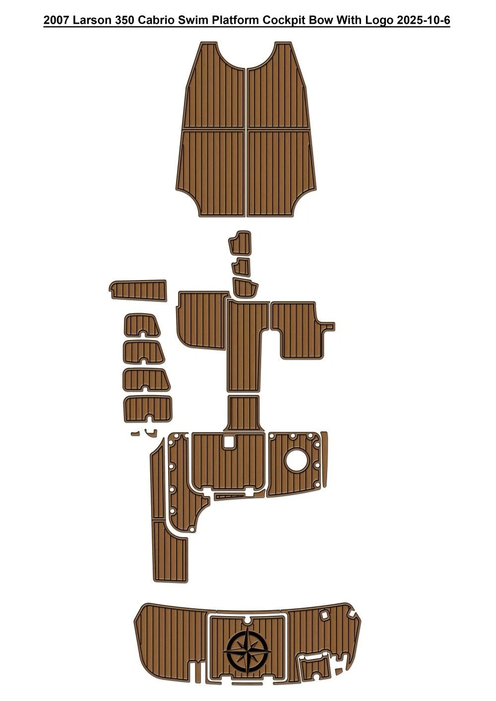 Swim Platform Cockpit Pad for Larson 350 Cabrio (2007) - EVA Teak Deck Mat