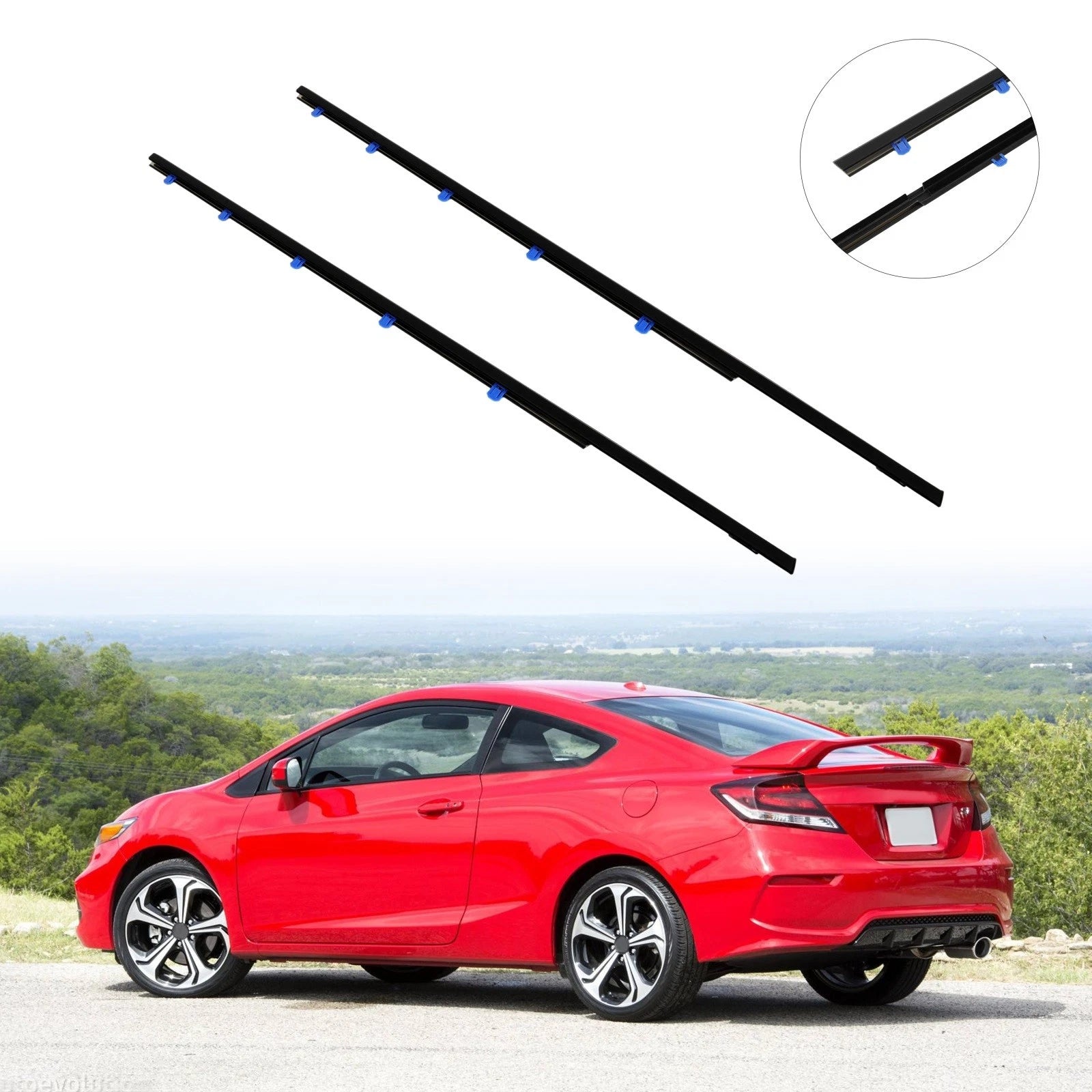 Set of 2 Window Scraper Seal Belt Weatherstrip for Honda Civic Coupe (2012–2015)