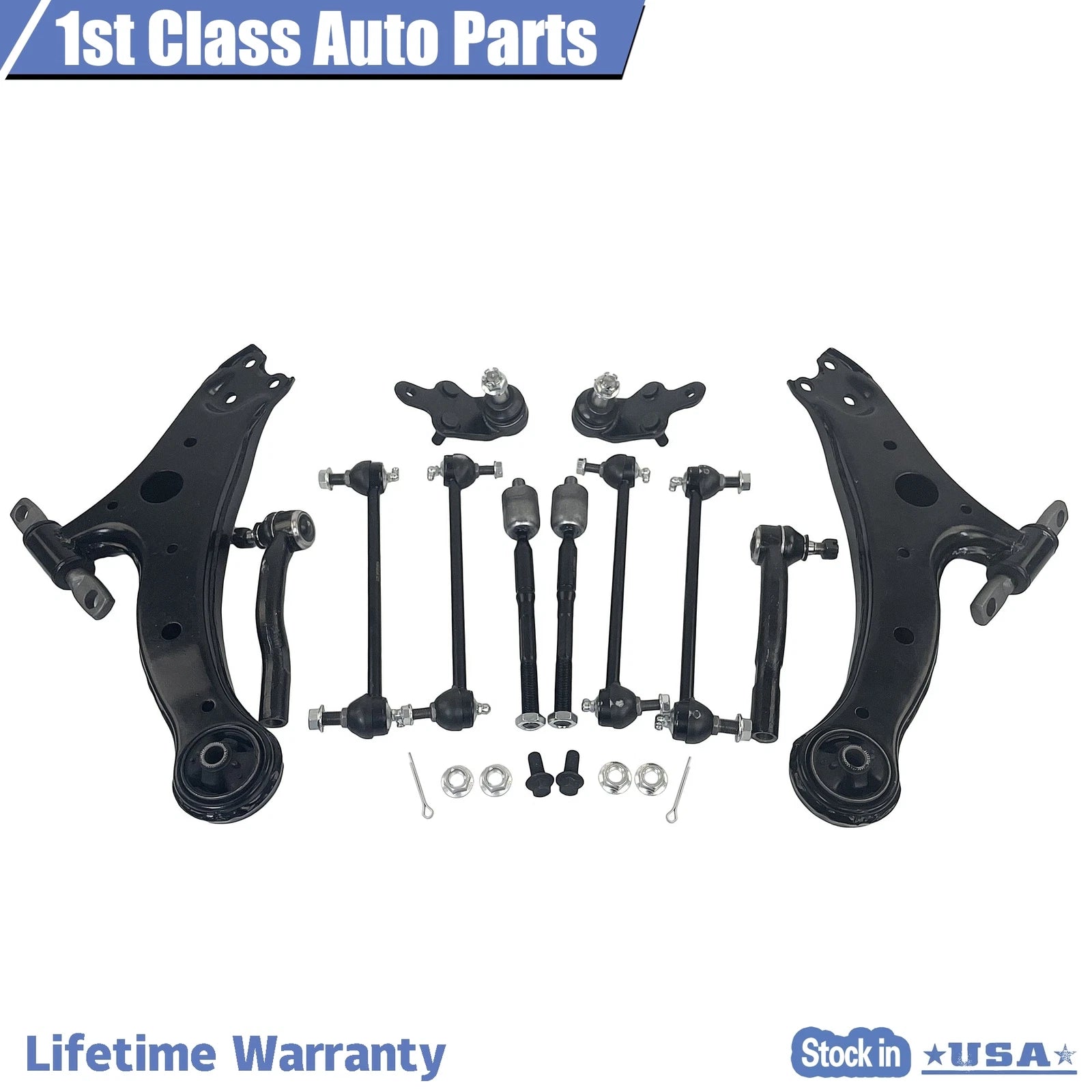 Set of 12 Control Arm Ball Joint Tie Rod Kit for Toyota Camry (2007–2011)