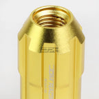 20x Open End M12x1.5 50mm Tall Gold Aluminum Lug Nuts + Adapter