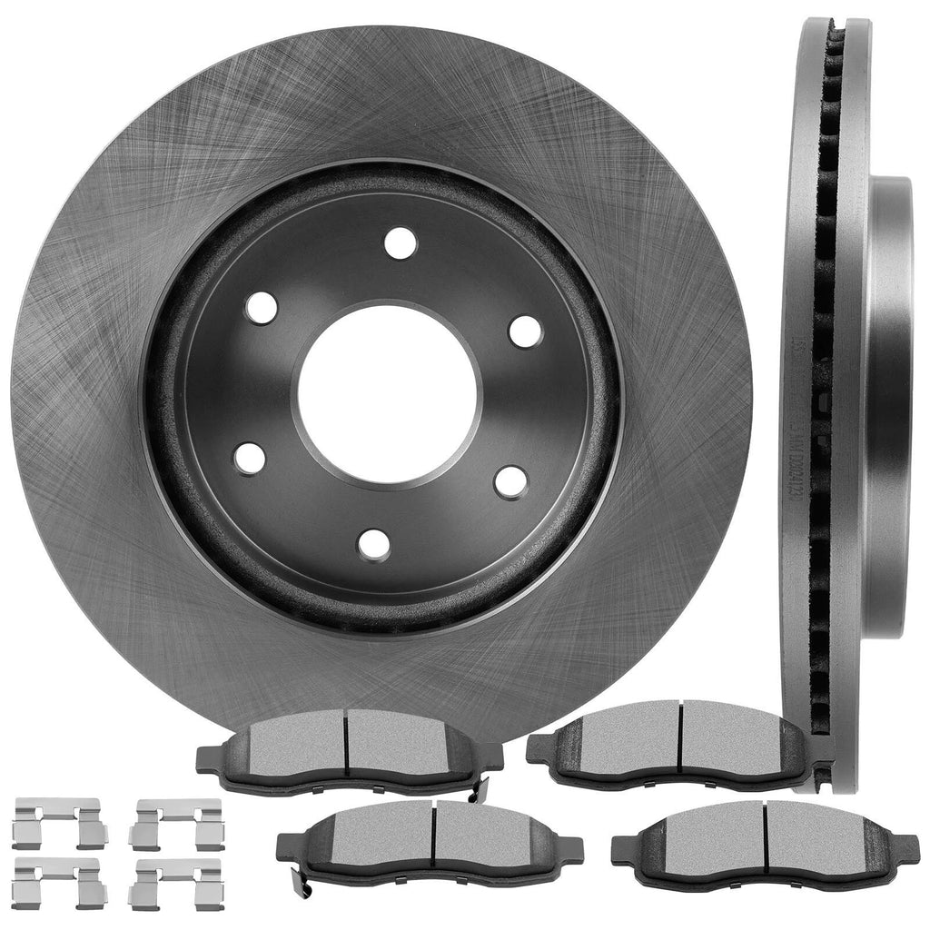 Front Brake Disc Rotors with Ceramic Pads for Nissan Titan & Infiniti QX56