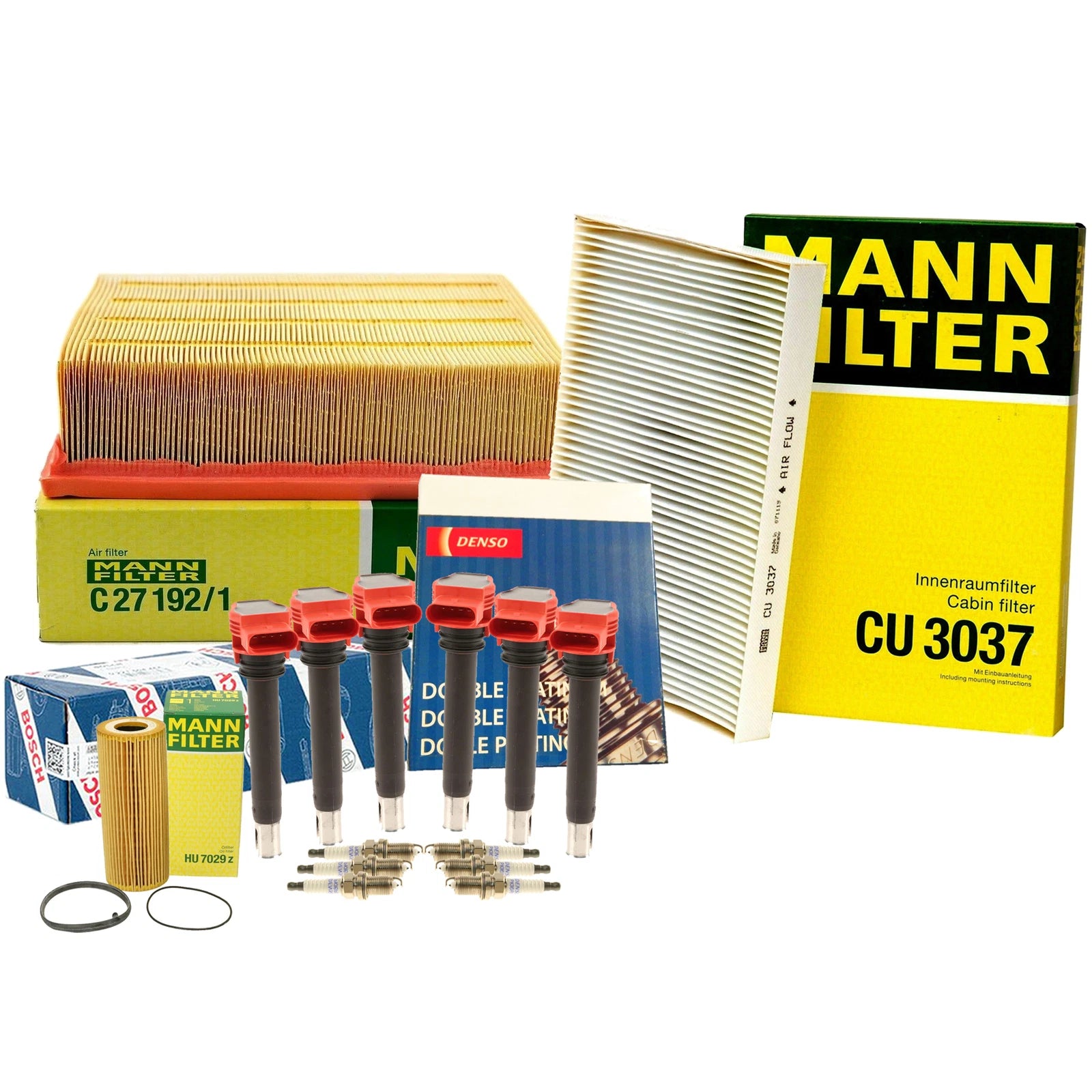 Tune-Up Kit with 6 Mann Filters & 6 Denso Double Platinum Spark Plugs for Audi