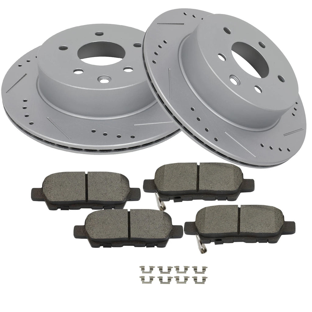 Set of 2 Rear Disc Brake Rotors and Ceramic Pads for Infiniti G35 Nissan 350Z