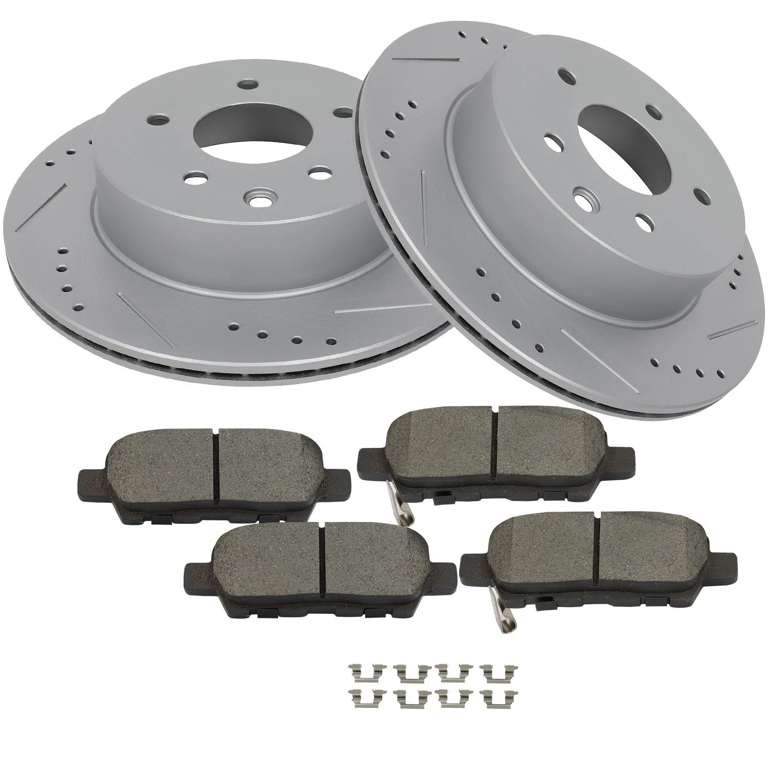 Set of 2 Rear Disc Brake Rotors and Ceramic Pads for Infiniti G35 Nissan 350Z