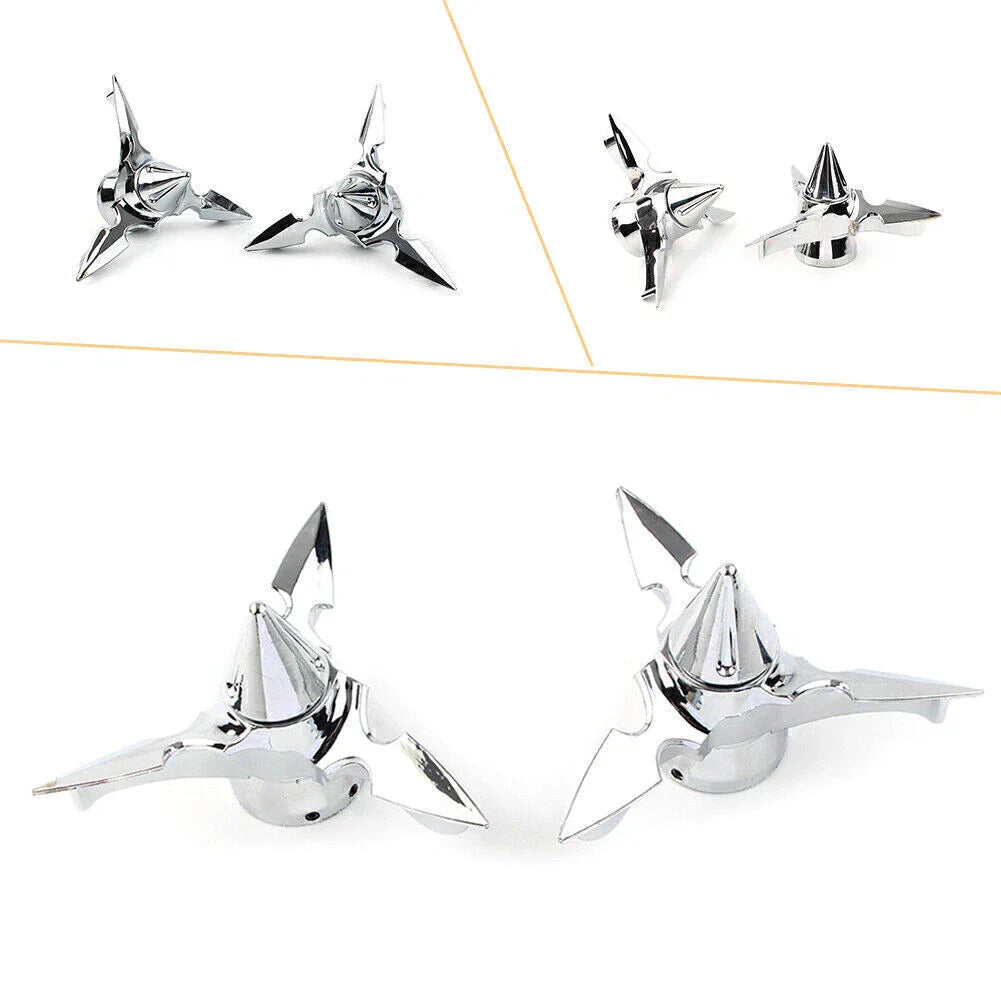 Chrome Spun Blade Front Axle Cap Nut Cover for Harley Softail Touring