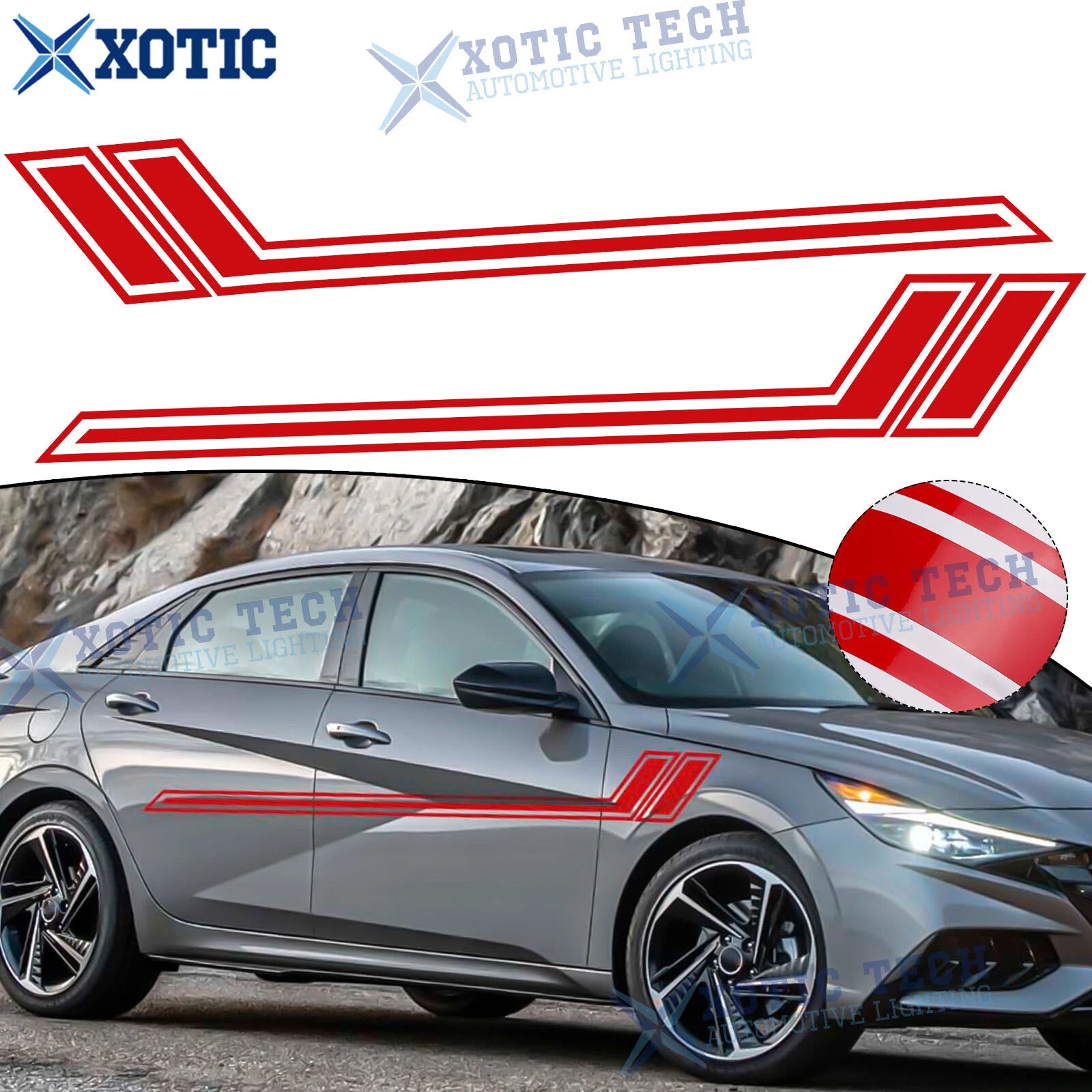 Side Body Skirt Gloss Red for Hyundai Elantra Veloster (2011–2023)
