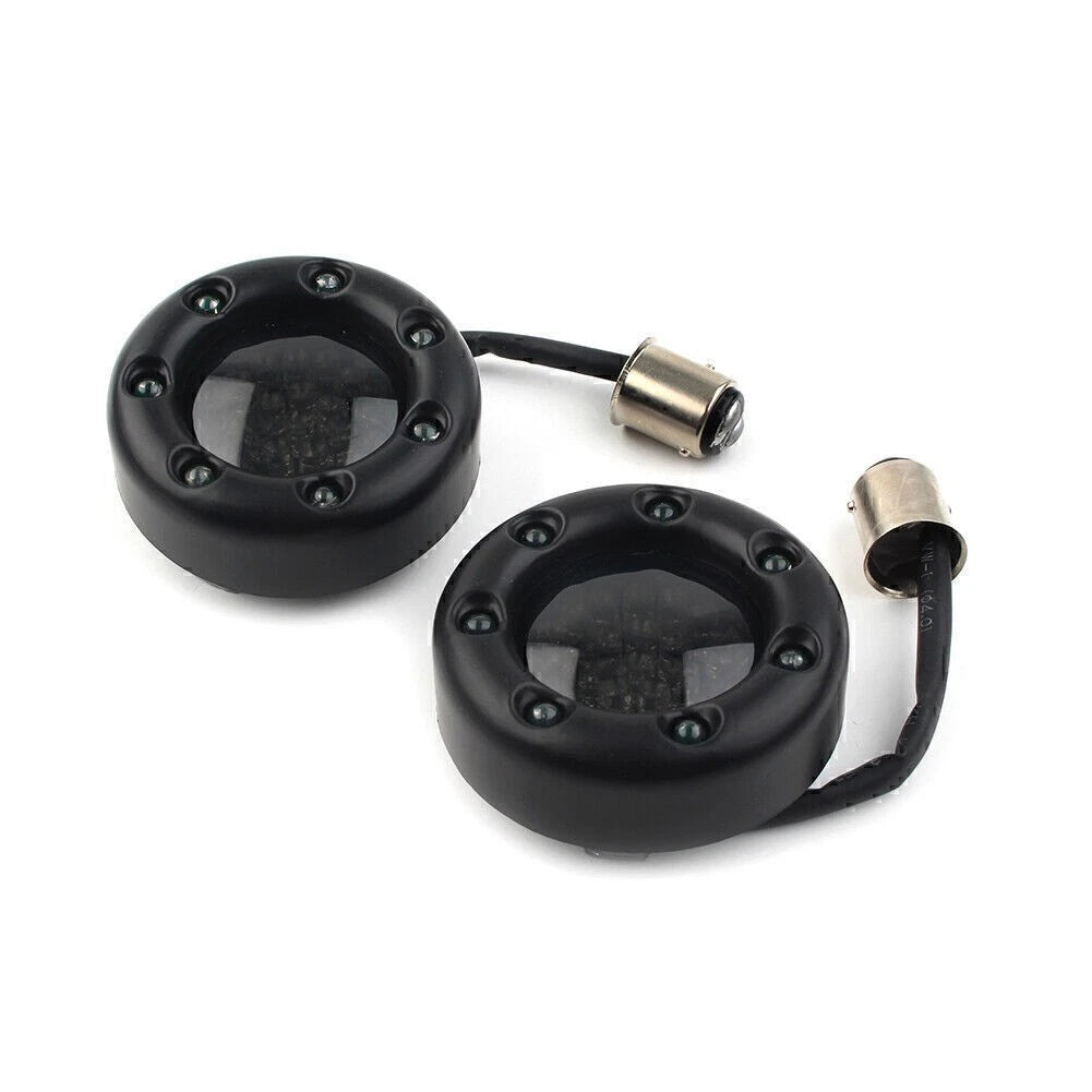 LED Black Fire Ring Turn Signal Lights for Harley Softail Dyna