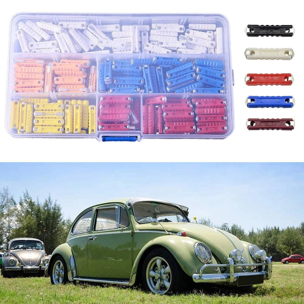 Set of 200 Car Fuses for Classic European Cars (5A, 8A, 16A, 25A, 40A)