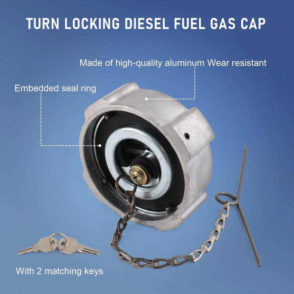 2X Aluminum Locking Diesel Fuel Caps for Freightliner Cascadia