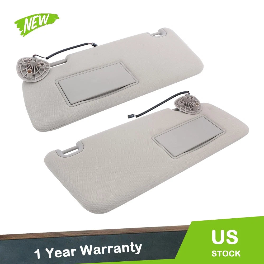 Set of 2 Gray Sun Visors with Lights for Dodge Ram 1500 2500 3500 (2013–2018)