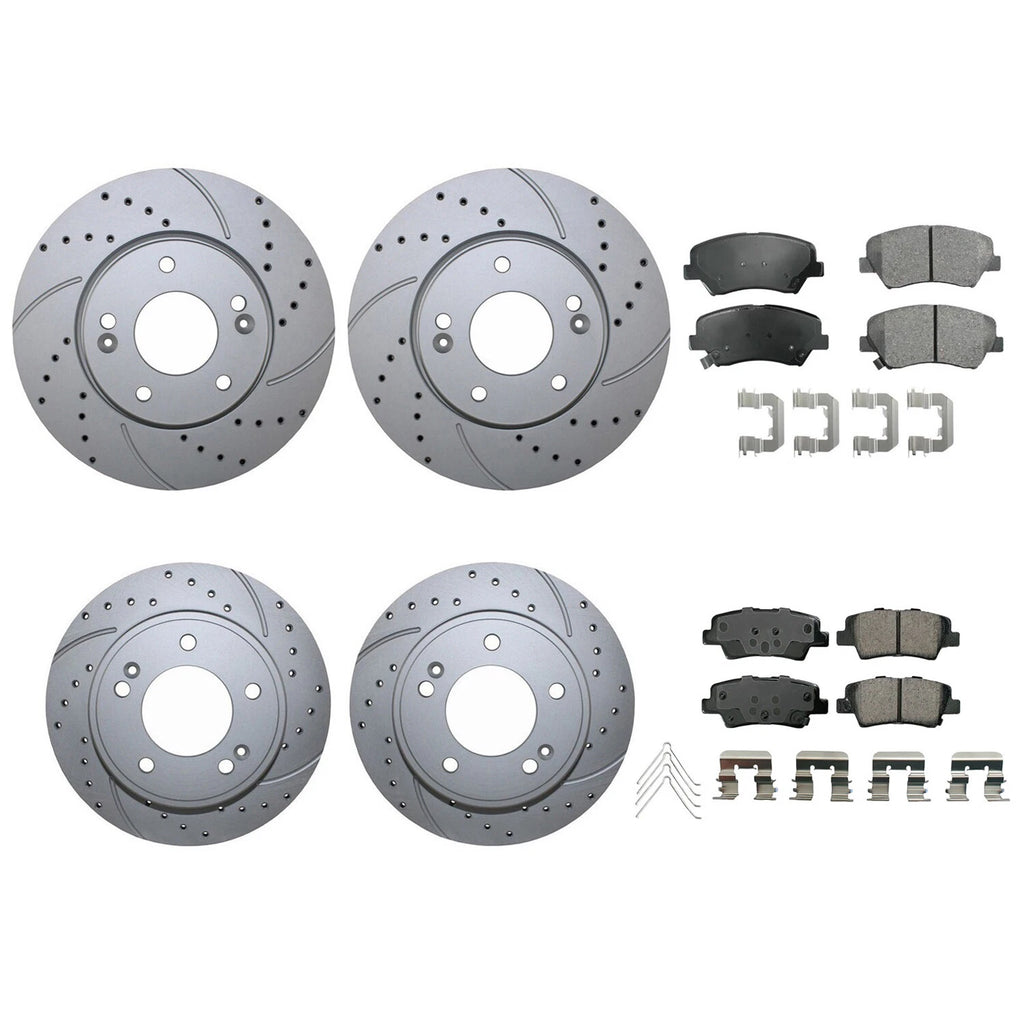 Front Rear Brake Kit with Drilled Rotors & Akebono Ceramic Pads for Elantra GT Forte5 (2013–2017)