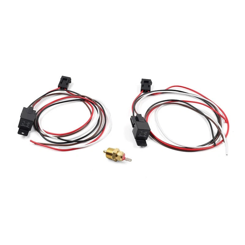 Set of 2 Cooling Fan Relay Switch Kit with Thermostatic Sensor for