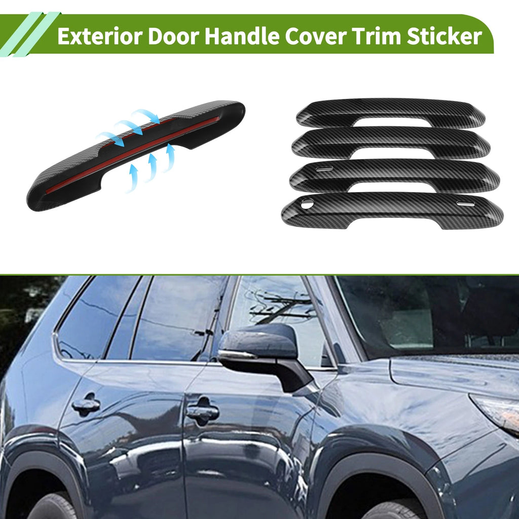 Set of 1 Exterior Door Handle Cover for Toyota Grand Highlander (2024) Carbon Fiber Black