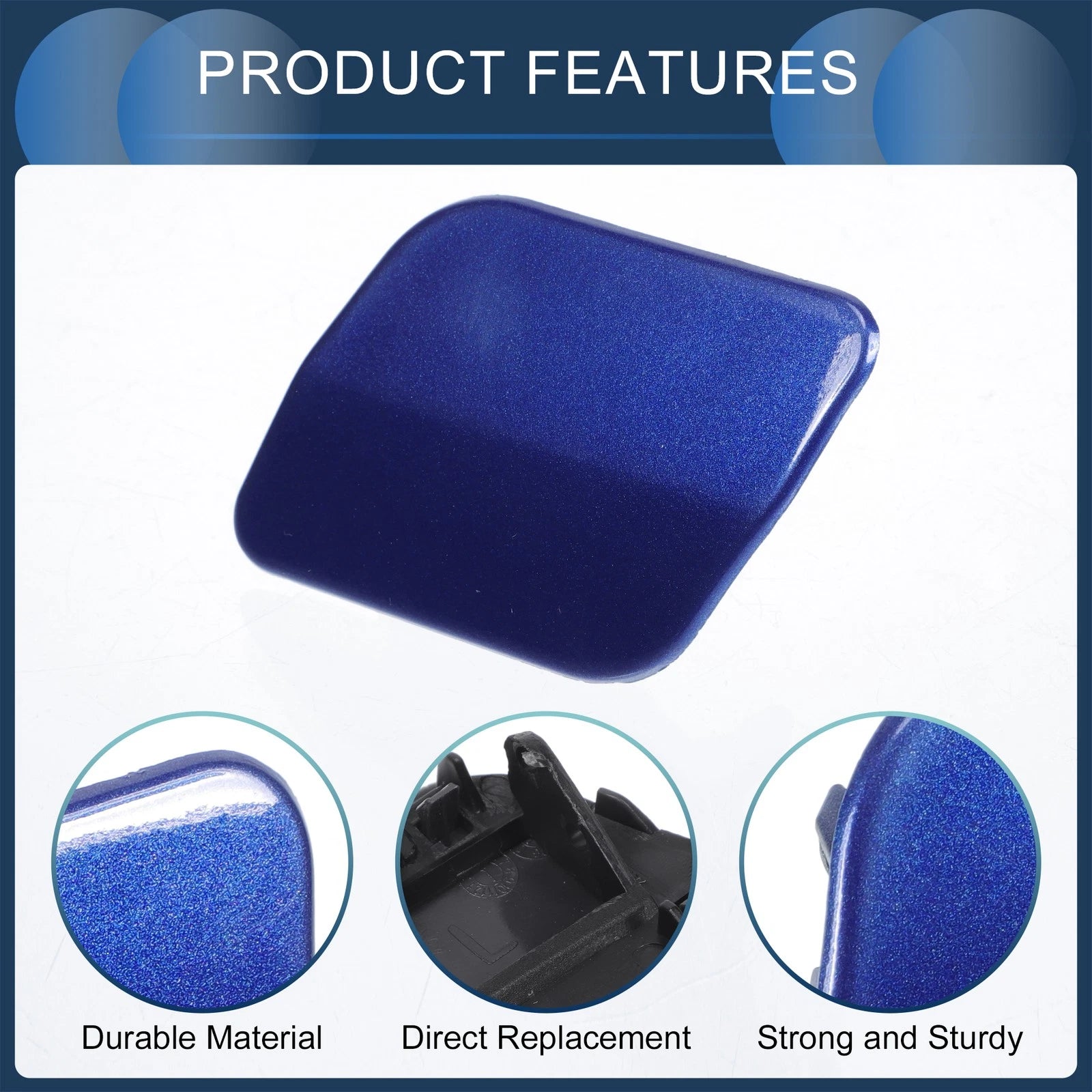 Front Left Washer Nozzle Cover Cap for Volkswagen Touareg (2007–2010) 1 Pcs Blue