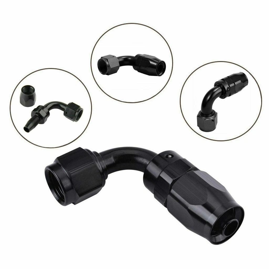 2X AN10 90 Degree Swivel Hose End Fitting Adaptor for CPE Fuel Hose (N/A)