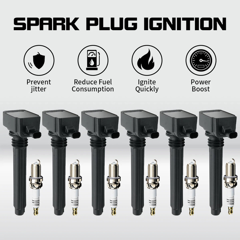 6X Ignition Coil + Iridium Spark Plug OEM UF648 for Dodge Ram Jeep Chrysler (2011–2023)