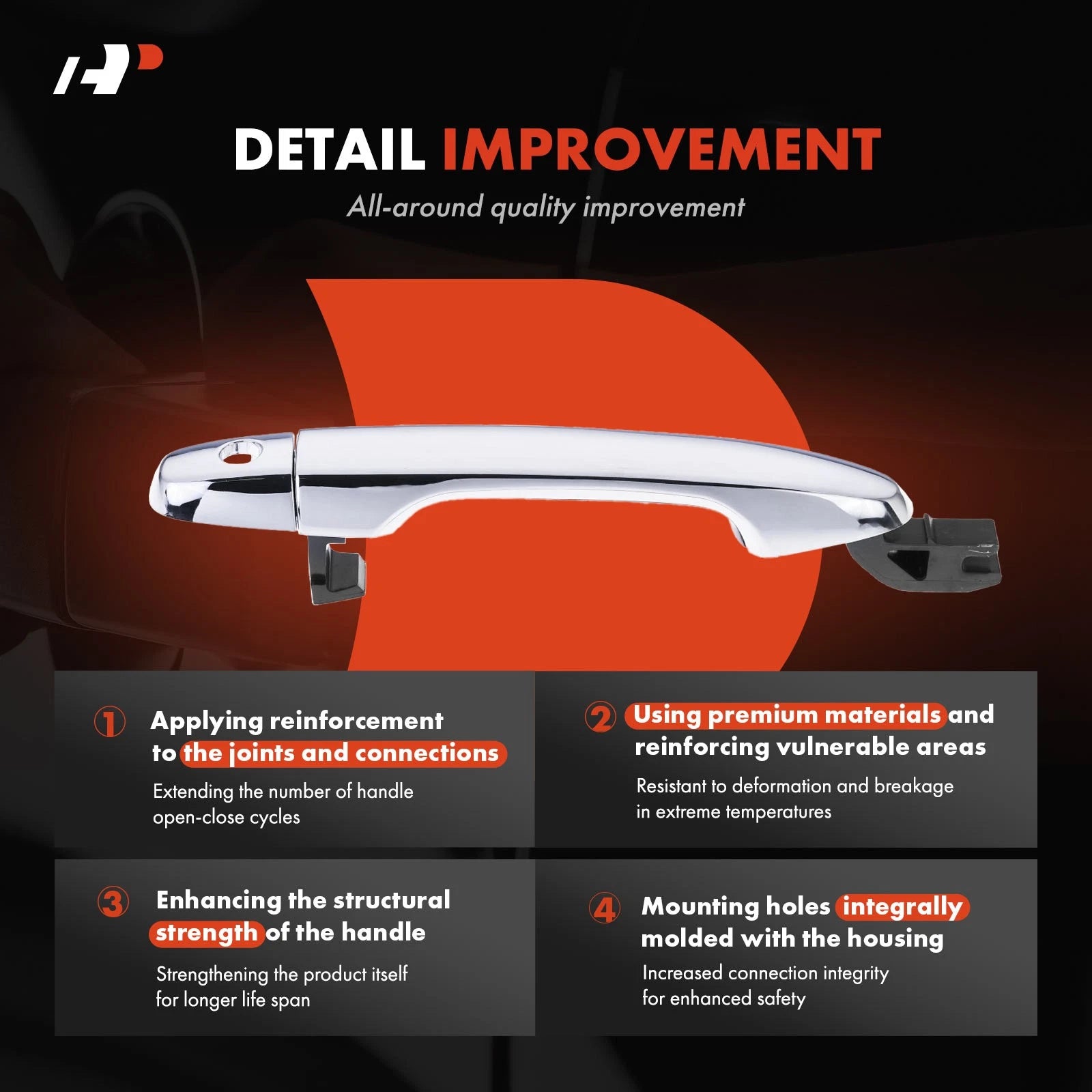 Chrome Exterior Door Handle w/ Keyhole for Honda Civic CR-V