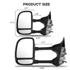 Set of 2 Telescoping Power Heated Towing Mirrors for Ford F250-F550 (1999–2007)