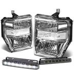 Chrome Clear Signal Head + Bumper + Smoked LED Fog Light Kit for Ford Super Duty (2009–2010)
