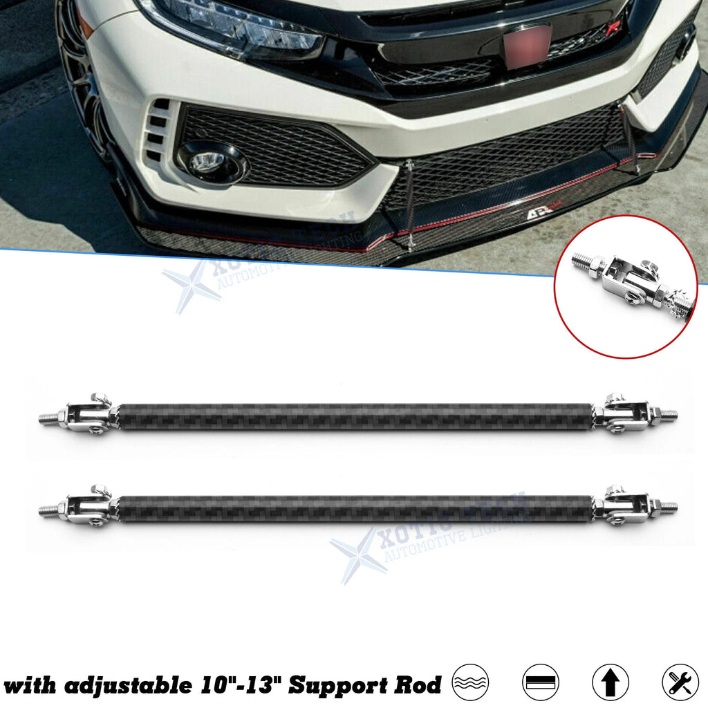 Carbon Style Bumper Lip Splitter Strut Rod Bar Stabilizer for Honda Civic (2016–2021)