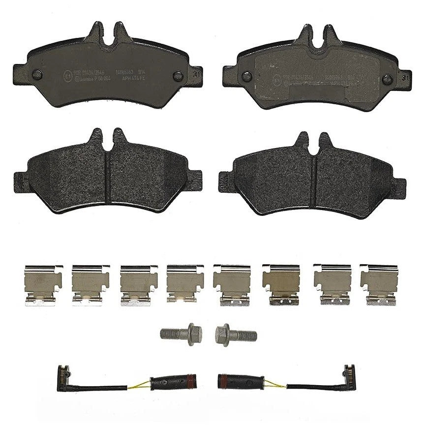 Set of 4 Rear Low-Met Brake Pads & 2 Sensors for Dodge Mercedes Sprinter 2500 (2010–2018)