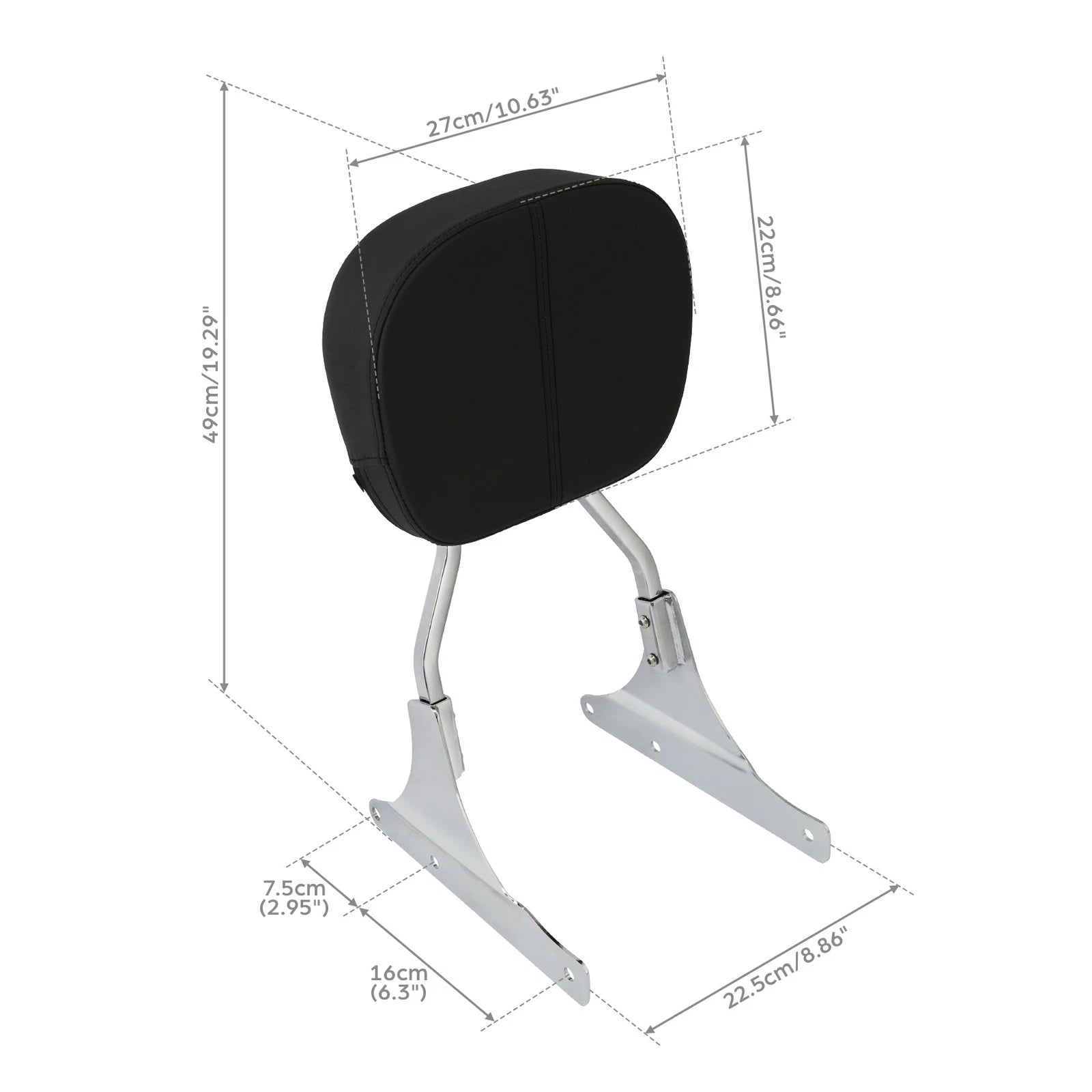 Chrome Backrest Sissy Bar for Harley Heritage Softail Classic FLSTC (1984–2017)