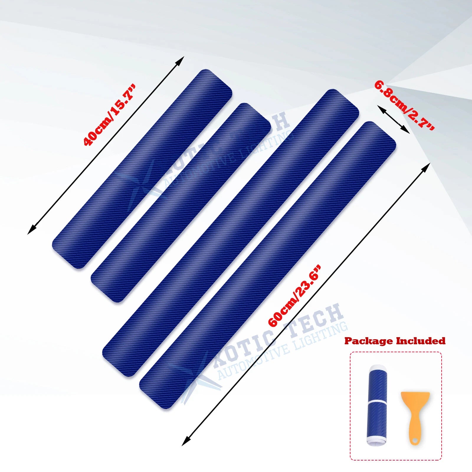 Blue 3D Carbon Fiber Style Door Sill Edge Guards for Car (-)
