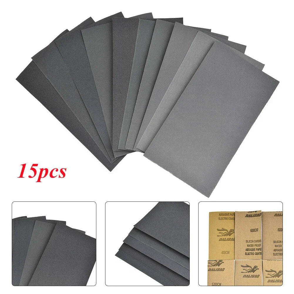 15pcs Grit Sandpaper Wet/Dry Set