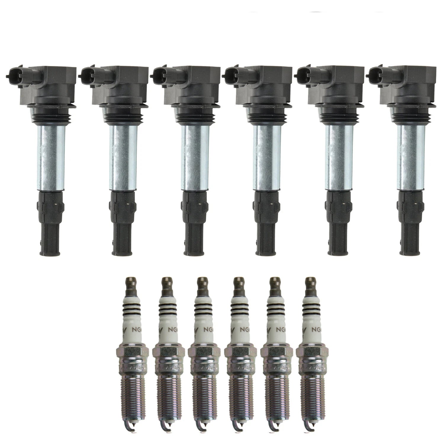 Set of 6 Ignition Coils & NGK Laser Platinum Spark Plugs for CTS SRX STS 9-3