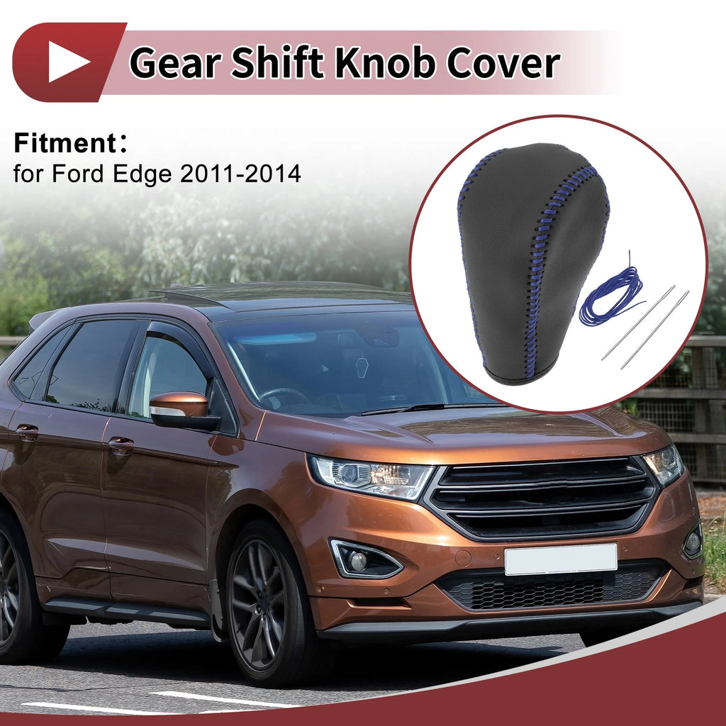 Gear Shift Knob Cover for Ford Edge (2011–2014) Blue Faux Leather