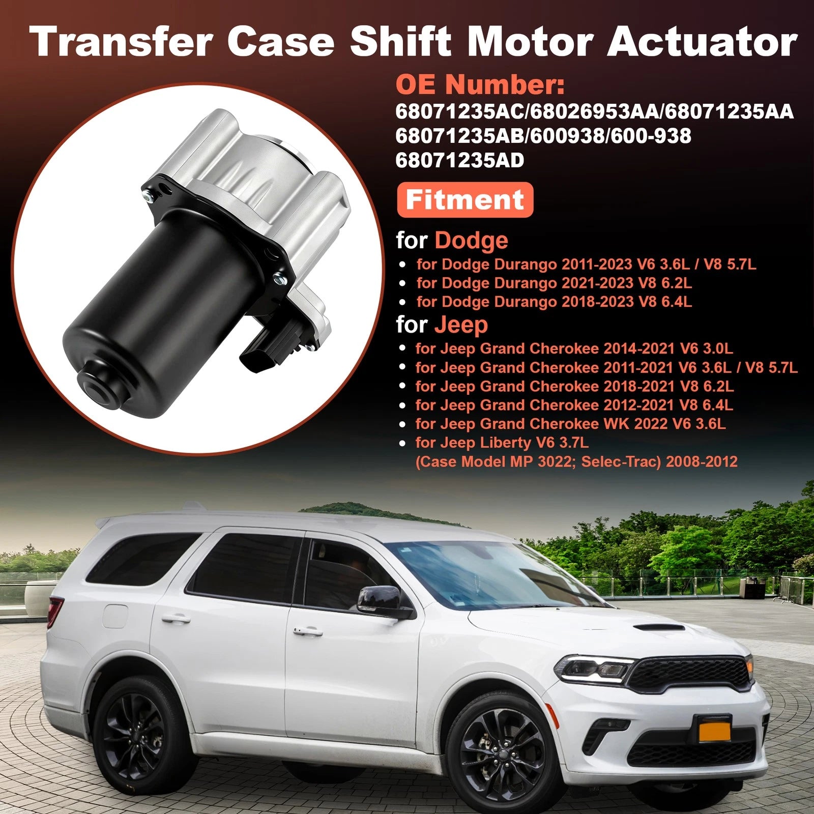 Transfer Case Shift Motor for Dodge Durango, Jeep Grand Cherokee (68026953AA)
