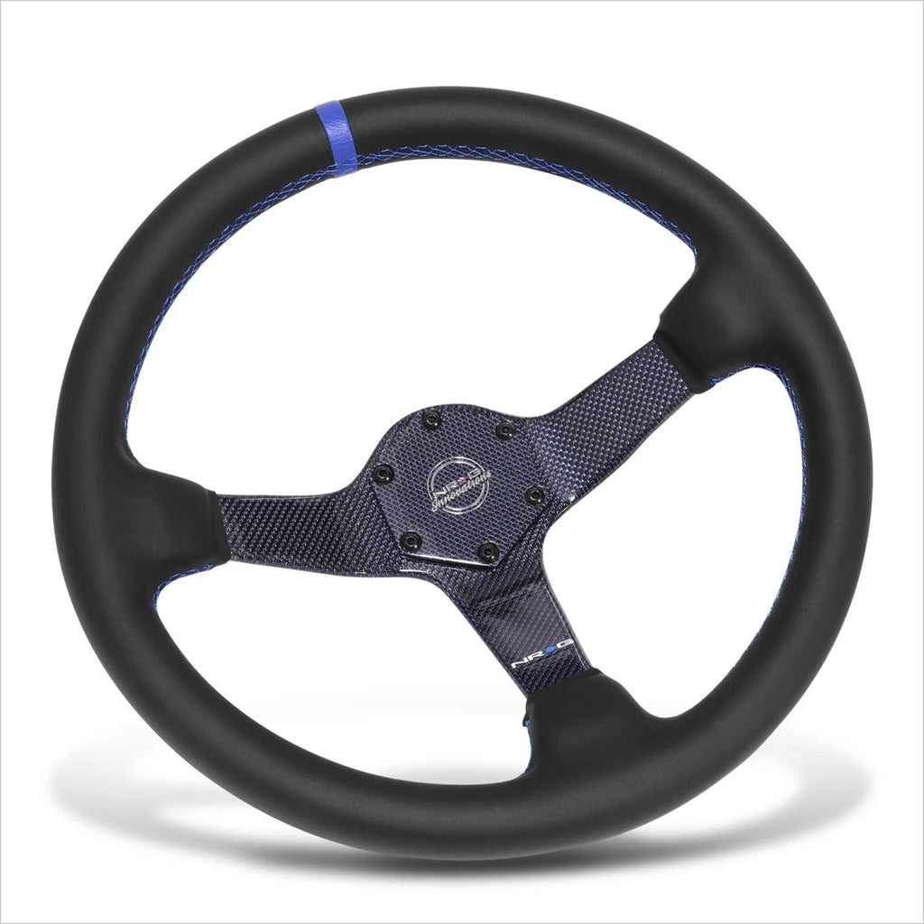 NRG RST-036CF-BL Steering Wheel for Universal Fit (350mm, 3" Deep Dish, Blue Stitch)